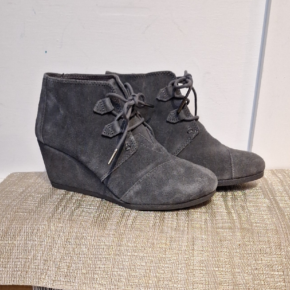 Gray Suede Women's Wedge Ankle Boots